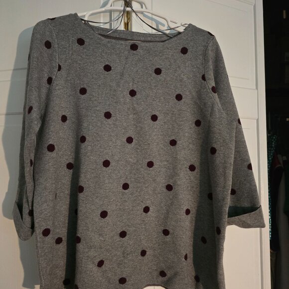 Women's Arabella and Addison Grey W/Purple polka dots sweater size 1X - Picture 1 of 3